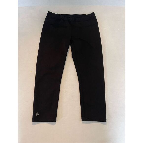 Athleta Dobby Sonar Capri Legging Black Reflective Back Pocket Active Size Small - Picture 1 of 7